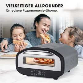 GOURMETmaxx elektrischer Pizzaofen mit Pizzaheber | Touchdisplay, Timerfunktion, 7 Programme & DIY Modus | Pizzamaker bis max. 430 °C | Minibackofen für Pizza, Flammkuchen & Co.
