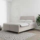 Fun Möbel Boxspringbett Schlafzimmerbett LUCIEN 120x200cm in Stoff Soro Beige - Beige