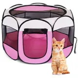 Faltbares Haustier-laufgitter (74 X 74 X 43 Cm) – Wasserdichtes Eubswa-zelt Für Welpen, Katzen, Hunde Und Kaninchen – Für Drinnen Und Draußen (rosa) – Crezuo