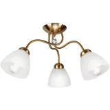 Licht-Erlebnisse ALCANA 3-flg. Glas Metall E27 50 cm breit Patina/Antik Weiß