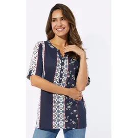 Classic Basics Kurzarmshirt CLASSIC BASICS "Kurzarm-Shirt", Damen, Gr. 40, bunt (marine, erdbeere, bedruckt), 100% Baumwolle, geblümt, gemustert, mehrfarbig, Rundhals, Shirts