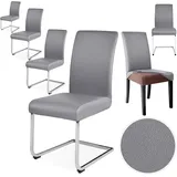 Alishomtll Stuhlhussen aus Stretch-PU-Kunstleder, 6er-Set, Stuhlhussen, Schaukelstuhl, wasserdicht, waschbar, Esszimmerstuhlhussen, Stühle-Schutz für Küche, Restaurant, Hotel, Hochzeit (grau, 6 Stück)