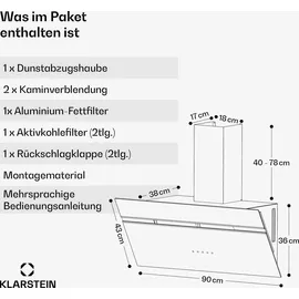 Klarstein Alina Wandhaube 90 cm Schwarz