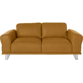 W.Schillig 2-Sitzer W.SCHILLIG "montanaa elegant und edel, bequem, Federkernunterfederung", gelb (kurkuma z69), B:192cm H:78cm T:94cm, Sofas, mit Metallkufen in Chrom glänzend, Breite 192 cm
