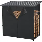 casa.pro Brennholzregal Yakutat Metall 145 x 143 x 70 cm Schwarz