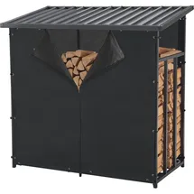 casa.pro Brennholzregal Yakutat Metall 145 x 143 x 70 cm Schwarz