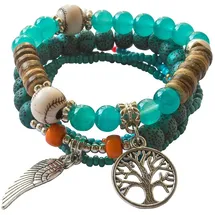 Saraswati Armband "Baum des Lebens mit Engelsflügel" türkis