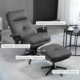 Homcom Relaxsessel mit Hocker 91 x 78 x 150 cm Dunkelgrau