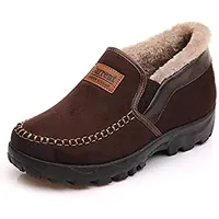 Herren Mokassins Hausschuhe mit gemütlichem Memory Foam Slip auf Loafers Pelz gefüttert Haus Schuhe Indoor Outdoor Ankle Boots Winter(Dunkelbraun,47 EU - 47 EU