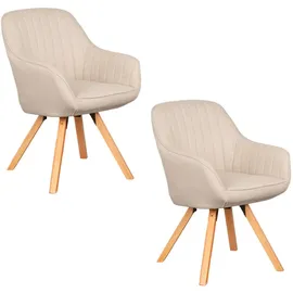 Mr. Deko Esszimmerstuhl, Beige, Textil, Uni, 1-Sitzer, 59x84x61 cm Esszimmer, Stühle, Esszimmerstühle, Armlehnenstühle