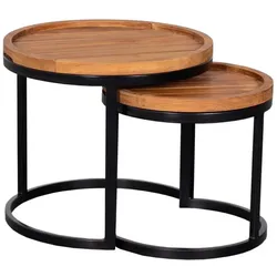 Gartenbeistelltisch Doble ca. 50x45 cm Alu/Teakholz