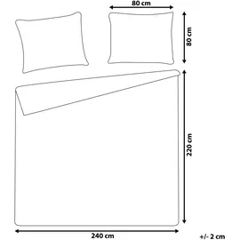 Beliani Bettwäsche-Set EVERGREEN Baumwollsatin 220 x 240 cm Hellblau