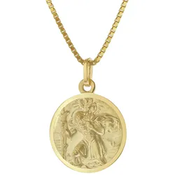 trendor 41378 Christophorus Anhänger Gold 333 mit vergoldeter Silber-Halskette, 40 cm