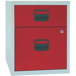 Hängeregistraturschrank 2 Schübe 1-bahnig lichtgrau/kardinalrot