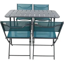 VCM Gartenmöbel 5er-Set - türkis/petrol ¦ Maße cm B. 110 H. 72