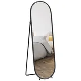 Homcom Ganzkörperspiegel, Schwarz Metall, 40x160x4 cm, Spiegel, Standspiegel für Wohnzimmer, Schlafzimmer,