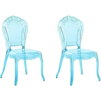Barock Stuhl Kunststoff 2er Set transparent blau 2er Set stapelbar Vermont