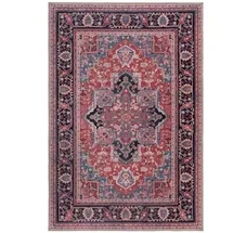 KADIMA DESIGN Maschinenwaschbarer Traditioneller Vintage-Teppich aus recycelten Fasern, rutschfest - "Hald". Farbe: Rot, 120x170 cm Kadima Design