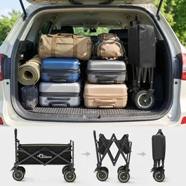 SAMAX Bollerwagen Faltbar Offroad Camping Edition Schwarz/Matcha Grün