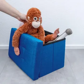 Intirilife Faltbare Sitzbank 49x30x30 cm in OZEAN BLAU - Sitzwürfel mit Stauraum aus Stoff mit Mulden - Sitzcube Fußablage klappbare Aufbewahrungsbox Truhe Sitzhocker