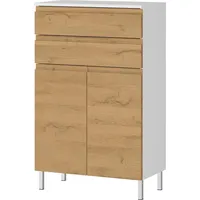 KADIMA DESIGN Badschrank Weiß, Holz, 2 Schubladen, Rechteckig, Stativgestell,