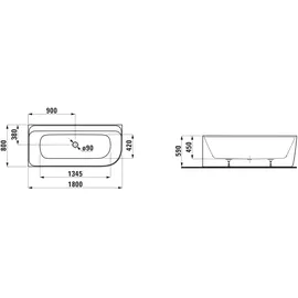 Laufen MEDA Eckbadewanne 80 x 180 cm (H2201160000001)