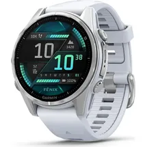 Garmin fenix 8 AMOLED 43 mm steinweiss / silber mit QuickFit Silikon-Armband 20 mm