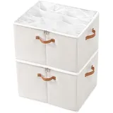 Creahaus Mehrzweck Schuhorganizer mit transparentem Deckel, 32 Fächer Schuh Organizer Behälter mit 3 Griffen, faltbarer schuhboxen, Schuhbox zur Schuhaufbewahrung, Sandalen, Kinderschuhe (Weiß)