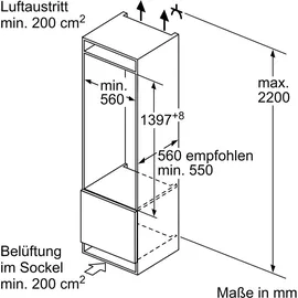 Bosch Serie 8 KIF51AFE0 Einbaukühlschrank (220 l, 1387 mm hoch)