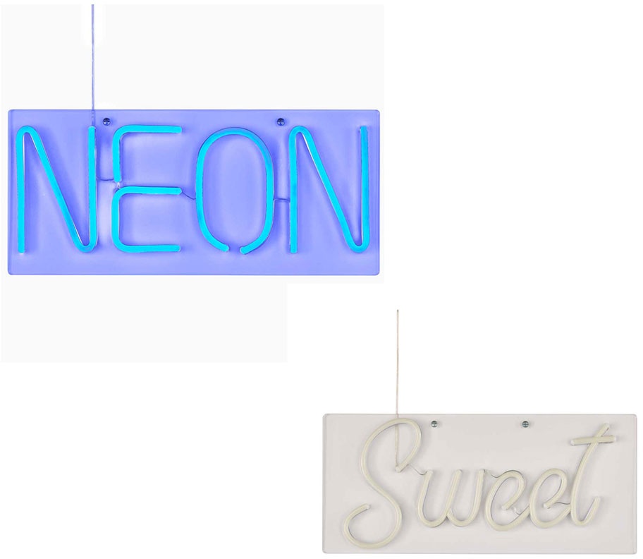Neonschild LED Wand Neon Sign Schriftzug Gaming Zimmer Beleuchtung, USB Kabel Neonlicht in pink blau, LED, BxH 45 x 20 cm, 2er Set