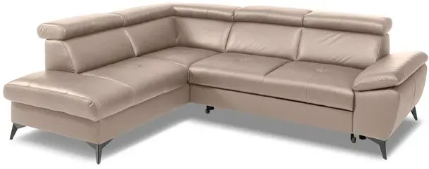 Ecksofa Rio Leder Grau Taupe