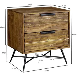 Wohnling Nachtschrank NISHAN 40 x 60 x 60 cm Braun