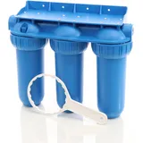 Naturewater NW-BR10B5 3 Stufen Wasserfilter, 5 μ, 32,89 mm (1"), Ø60 mm PP Kartusche, Filter Wandhalterung, Filterschlüssel, Sedimentfilter Aktivkohleblock Aktivkohlegranulat
