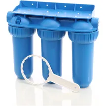 Naturewater NW-BR10B5 3 Stufen Wasserfilter, 5 μ, 32,89 mm (1"), Ø60 mm PP Kartusche, Filter Wandhalterung, Filterschlüssel, Sedimentfilter Aktivkohleblock Aktivkohlegranulat