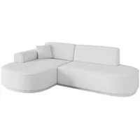 altdecor Ecksofa Ottomane Links MARI-L1-v3 - 243x171x83 cm Weiß Bouclé