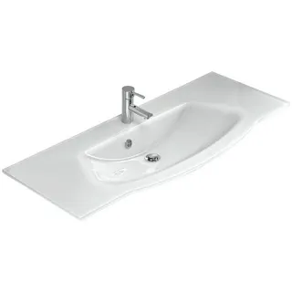 SADENA Waschbecken, Weiß, Glas, 117x1.5x49.1 cm, Made in Germany, Badezimmer, Waschbecken , Armaturen, Waschbecken