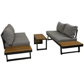 Garden Pleasure Felice Lounge-Essgruppe 3-tlg. grau inkl. Polsterung