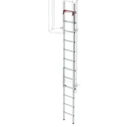 Notabstiegsleiter 12 Sprossen, Alu blank, automatische Auslösung über Hebel