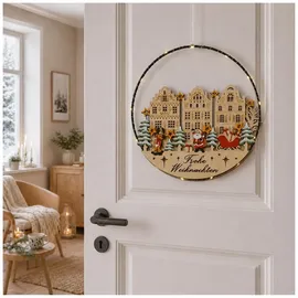 Hti-Living LED-Hängedekoration mit Weihnachtsmann und Rentier