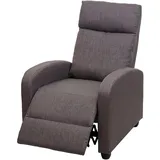Mendler Fernsehsessel HWC-F76, Relaxsessel Sessel Liegesessel, Liegefunktion verstellbar Stoff/Textil grau-braun