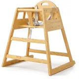 Relaxdays Kinderstuhl, Holz, 5-Punkt-Gurt Hxbxt: 76 x 48 x 49,5 cm, Hochstuhl Baby & Kleinkind, Kinderhochstuhl, Natur