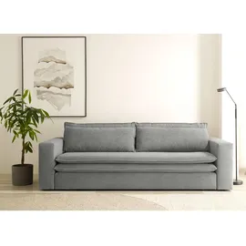 furn.design Schlafsofa hellgrau Cord Sofa 3-Sitzer mit Bettfunktion 3er-Sofa 244 cm Pesaro
