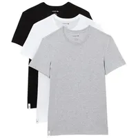 Lacoste Herren T-Shirts, 3er Pack - Essentials, Rundhals, Slim Fit, Baumwolle, einfarbig Weiß/Grau/Schwarz M
