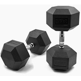 SUPRFIT - Hexagon Kurzhanteln paarweise mit gummiertem Eisenkern - Fitness Gewichte Hanteln 2 x 32,5 kg mit rutschfestem Chromgriff - Premium Kurzhantel Set für Calisthenics, Krafttraining & Crossfit