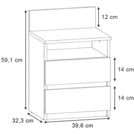 Vicco Nachttisch Monty, 39.6 x 59.1 cm 2er Set