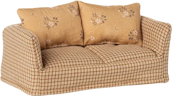 Maileg Couch Maus Mable - Puppenhaus Sofa für Maileg Mäuse, Stoff, ca. 11 cm, Beige - Skandinavisches Design