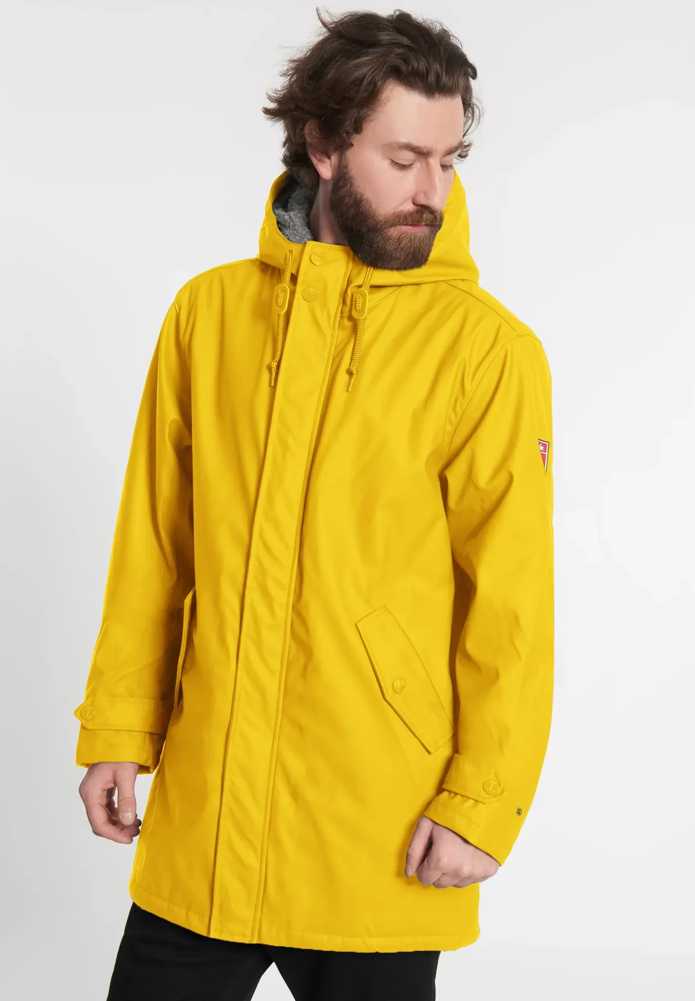 Regen- und Matschjacke DERBE "Trekholm", Herren, Gr. XL, gelb (gelb_grau), Obermaterial: 100% Polyester; Futtermaterial: 100% Polyester, normal, Jacken, wasserabweisend, Innentasche, PVC frei