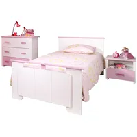 Parisot Meuble Kinderzimmer, Weiß, Rosa, 4 Schubladen, 90x79x200 cm,