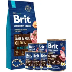 BRIT Premium By Nature Sensitive Lamb 15kg + Brit Turkey With Liver 6x400g