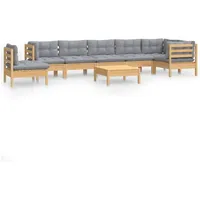 vidaXL Garten-Lounge-Set 9-tlg. grau Kiefer